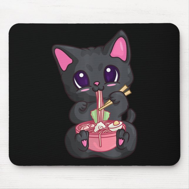 Kawaii Bubble Tea s For Women Boba Maneki Neko Cat Mouse Mat (Front)