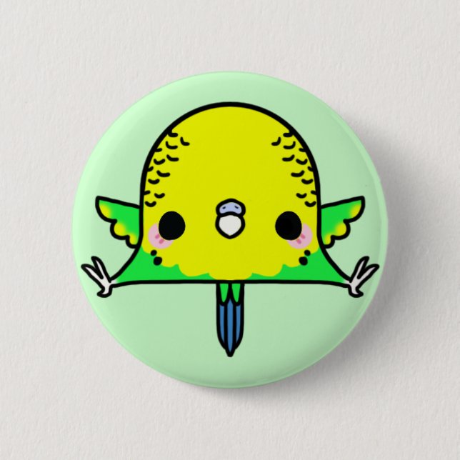 Kawaii Budgie (You change the Background!) 6 Cm Round Badge (Front)