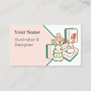 Kawaii Bunnies and Mahjong Tiles Business Card