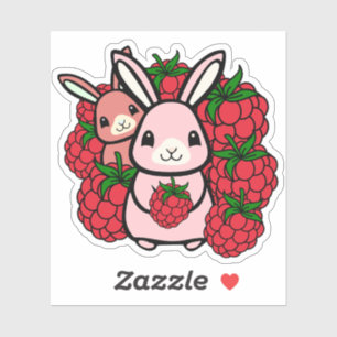 Kawaii Bunnies and Red Raspberries - Fruity Sweetn