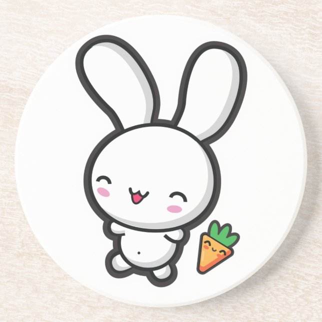 Kawaii Bunny and Carrot Coaster (Front)