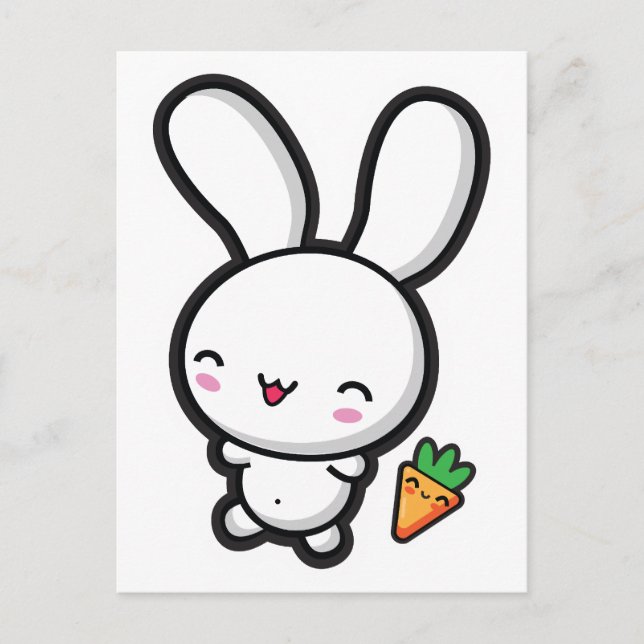 Kawaii Bunny and Carrot Postcard (Front)