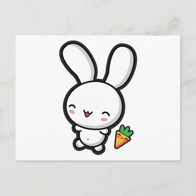 Kawaii Bunny and Carrot Postcard (Front)