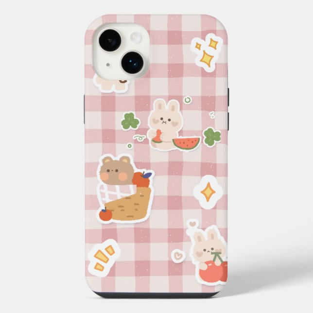 Kawaii Bunny & Bear Aesthetic iPhone 14 Pro Case – (Back)