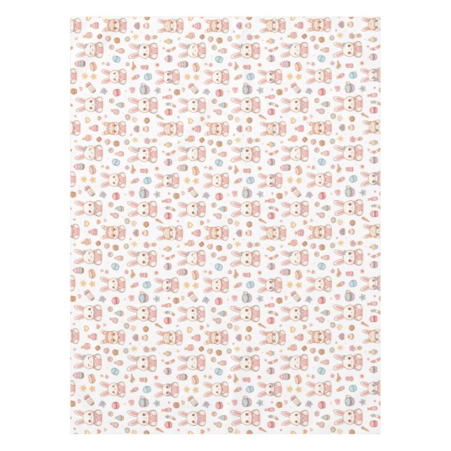 Kawaii Bunny Café Easter Cute Chibi Bunnies  Tablecloth (Front)