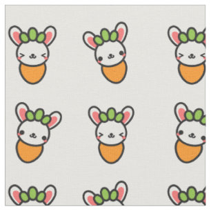 Kawaii Bunny Carrot Fabric