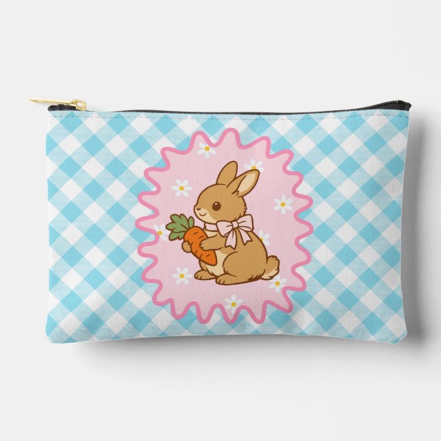 Kawaii Bunny Carrot Spring Flowers  Accessory Pouch (Front)
