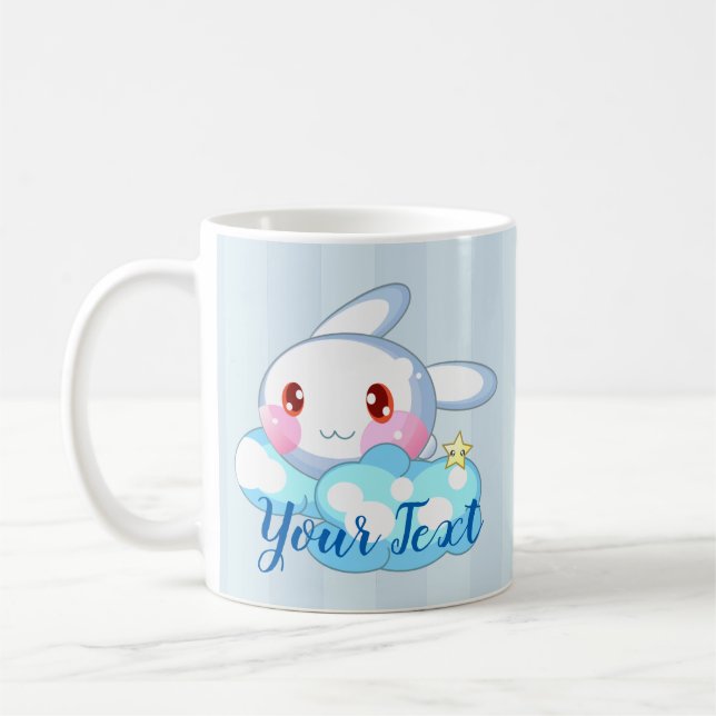 Kawaii Bunny, Cloud & Star Custom Coffee Mug (Left)