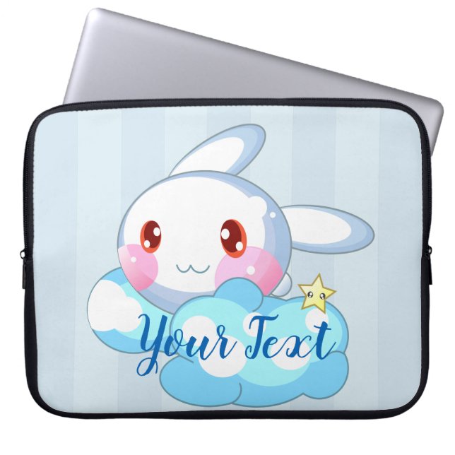 Kawaii Bunny, Cloud & Star Custom Laptop Sleeve (Front)