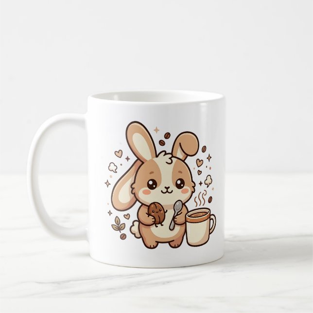 Kawaii Bunny Coffee Clipart Mug (Left)