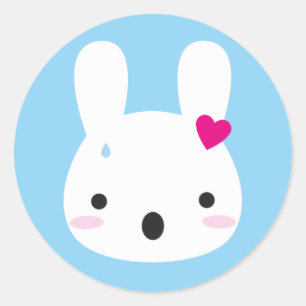 Kawaii Bunny Emotions Classic Round Sticker