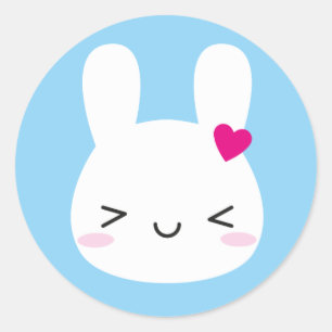 Kawaii Bunny Emotions Classic Round Sticker