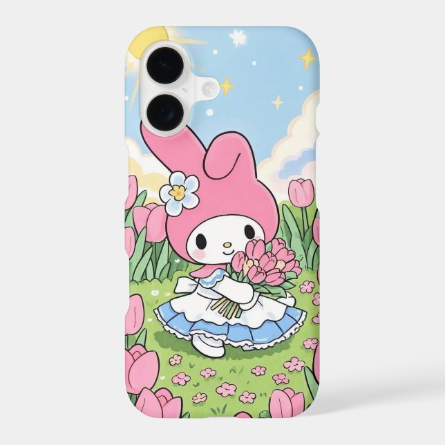 Kawaii Bunny & Flowers iPhone 17 Case Mate (Back)