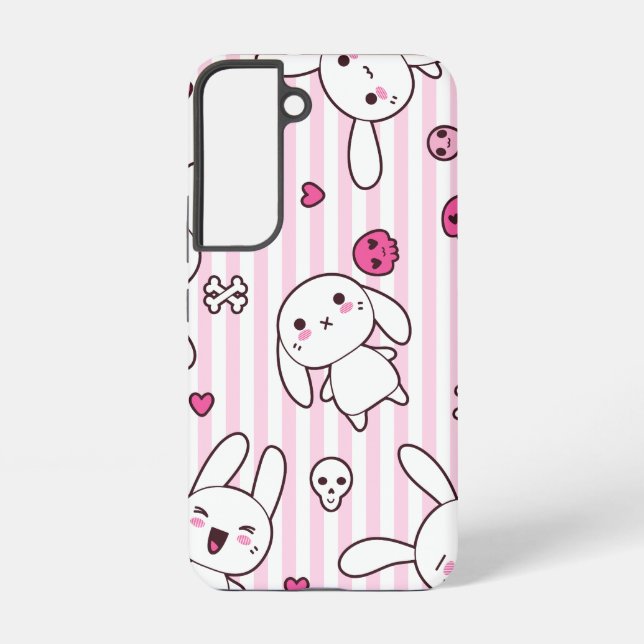Kawaii Bunny Goth Phone Case – Cute Pink Alt Aesth (Back)