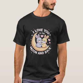 Kawaii Bunny Love Moon Design Romantic Pastel Gift T-Shirt