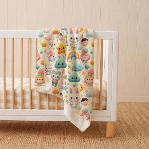 Kawaii Bunny Pastel Whimsical Cosy Sherpa Blanket