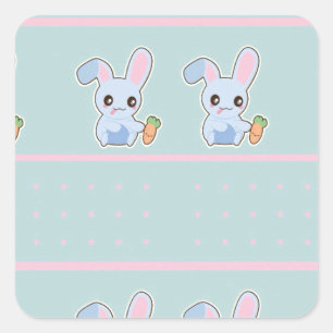 Kawaii Bunny pink mint accessories personalised Square Sticker