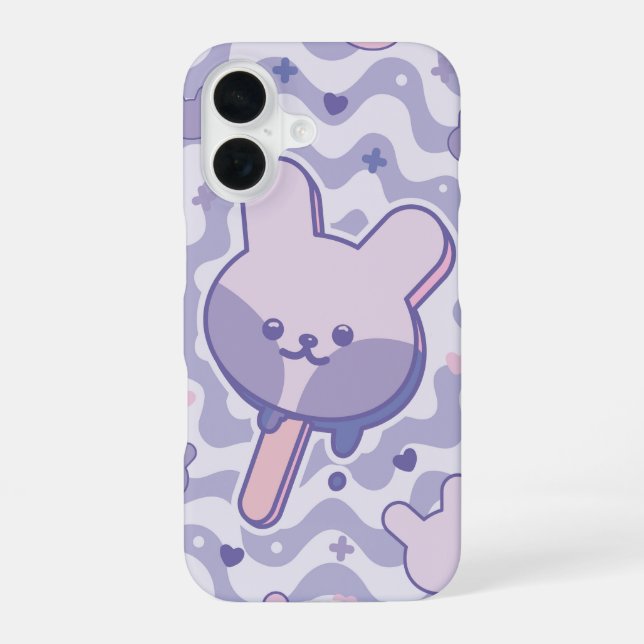 Kawaii Bunny Popsicle iPhone 16 Case (Back)