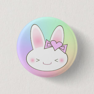 Kawaii Bunny Rabbit & Bow 3 Cm Round Badge