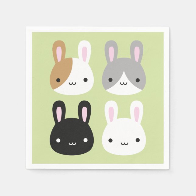 Kawaii Bunny Rabbits Napkin (Front)
