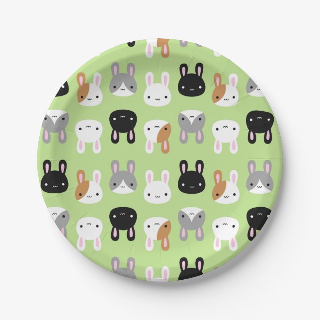Kawaii Bunny Rabbits Paper Plate (Front)