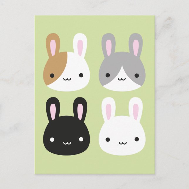 Kawaii Bunny Rabbits Postcard (Front)