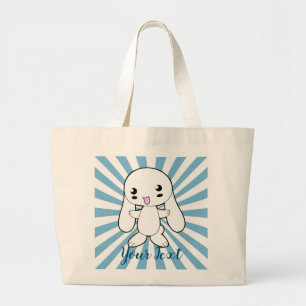 Kawaii Bunny's Hug Custom Large Tote Bag