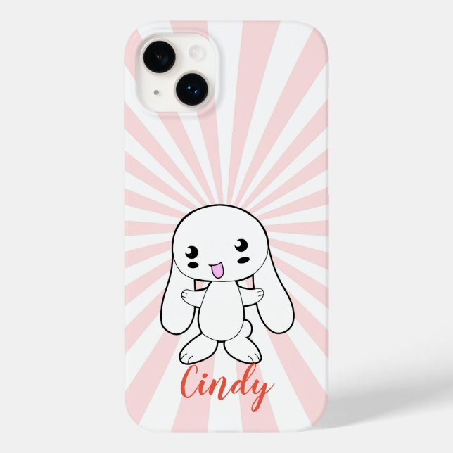 Kawaii Bunny's Hug Custom (Pink) Case-Mate iPhone Case (Back)