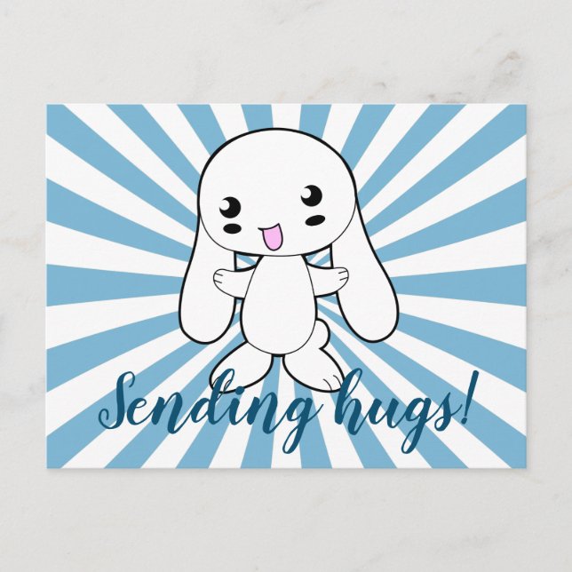 Kawaii Bunny's Hug Custom Postcard (Front)
