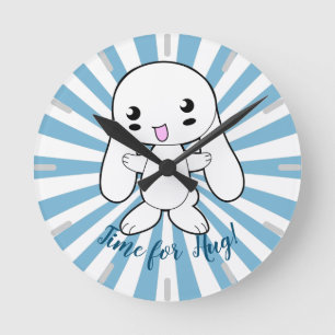 Kawaii Bunny's Hug Custom Round Clock