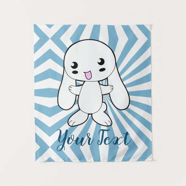 Kawaii Bunny's Hug Custom Tapestry (Front)