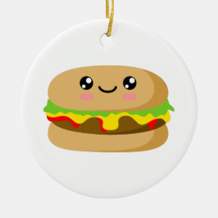 Kawaii Burger Ceramic Tree Decoration