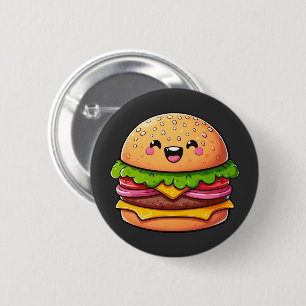 Kawaii Burger Delight 6 Cm Round Badge