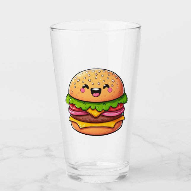 Kawaii Burger Delight Glass (Front)