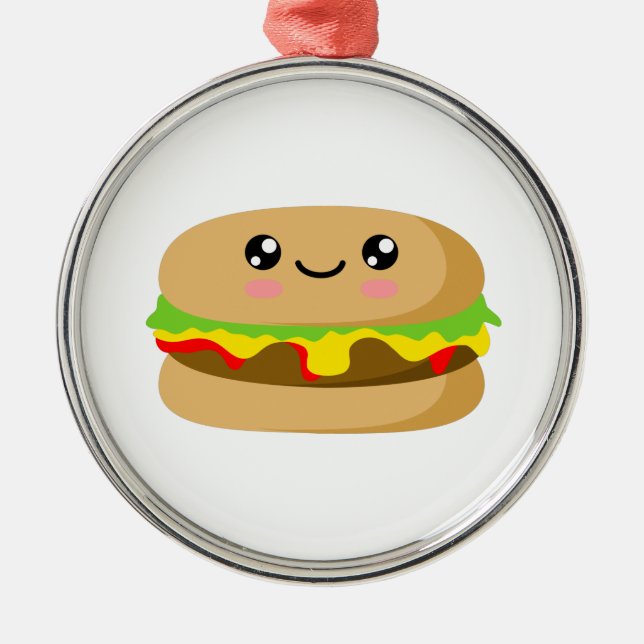 Kawaii Burger Metal Tree Decoration (Front)