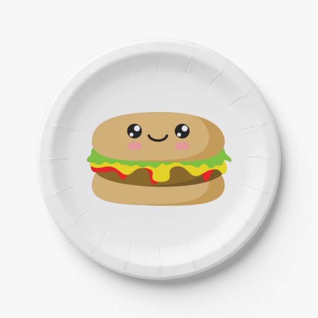 Kawaii Burger Paper Plate (Front)