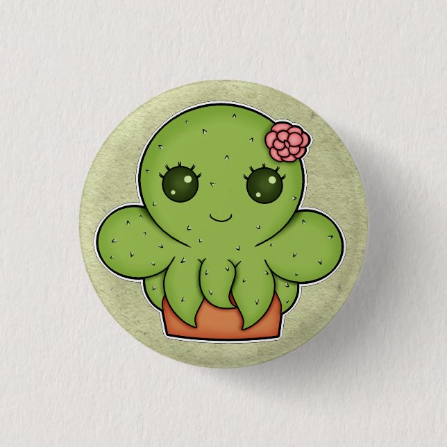 Kawaii Cactus Octopus 3 Cm Round Badge (Front)