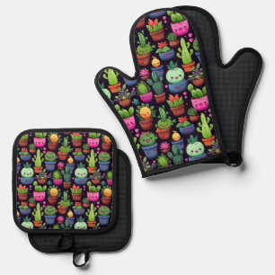 Kawaii Cactus Oven Mitt Set