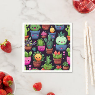 Kawaii Cactus Paper Napkins