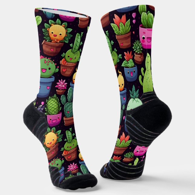 Kawaii Cactus Socks #2 (Angled)