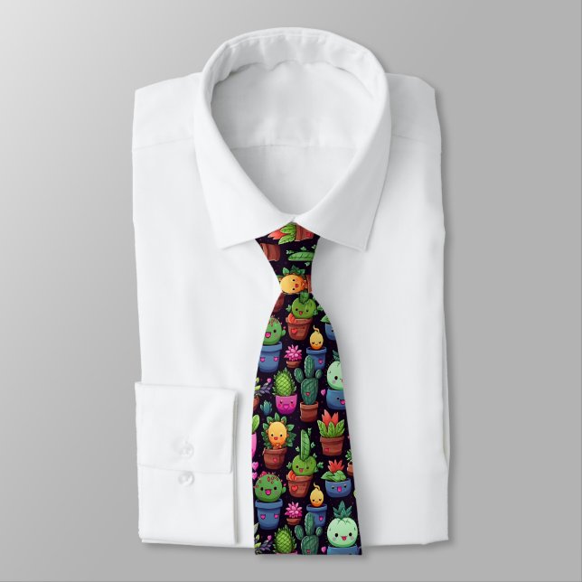Kawaii Cactus Tie (Tied)