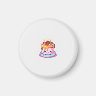 Kawaii cake magnet, cute round magnet