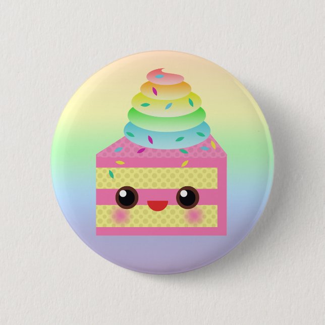 Kawaii Cake Pink Rainbow Sprinkles Fun Dessert 6 Cm Round Badge (Front)