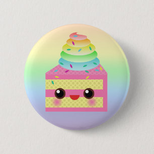 Kawaii Cake Pink Rainbow Sprinkles Fun Dessert 6 Cm Round Badge
