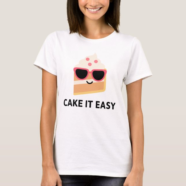 Kawaii Cake Slice with Sunglasses T-Shirt (Front)