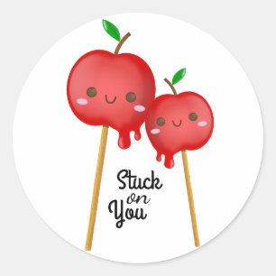 Kawaii Candy Apples Couple Stuck Together Classic Round Sticker