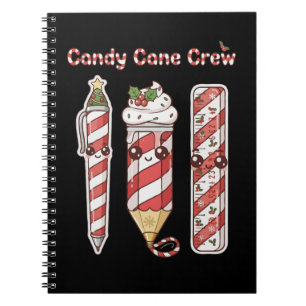 Kawaii Candy Cane Crew Cute Christmas School Notebook