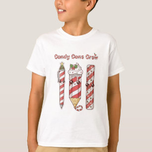 Kawaii Candy Cane Crew Cute Christmas School T-Shirt