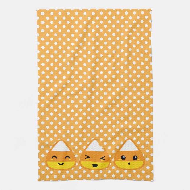 Kawaii Candy Corn Kitchen Towel (Vertical)