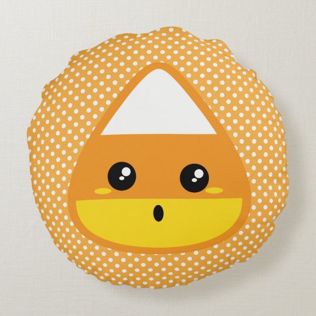 Kawaii Candy Corn Round Pillow (Back)